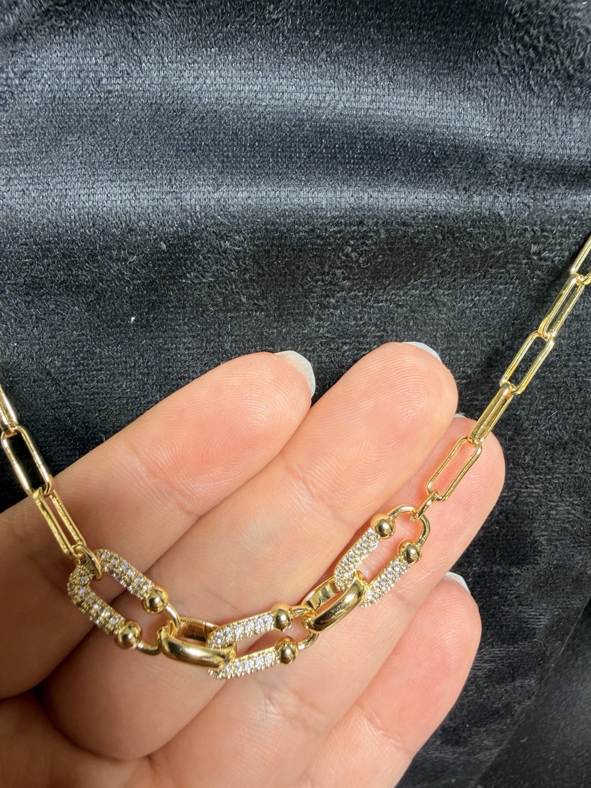14k Gold Plated Pave (Inspired) Hardware Bracelet Adjustable