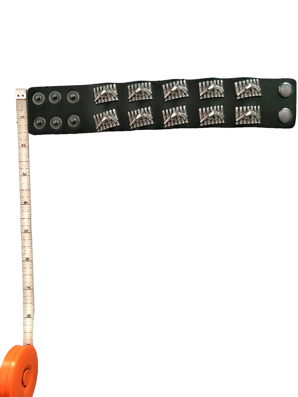 Punk Rock style black leather bracelet with bullet rivets Biker heavy metal fans