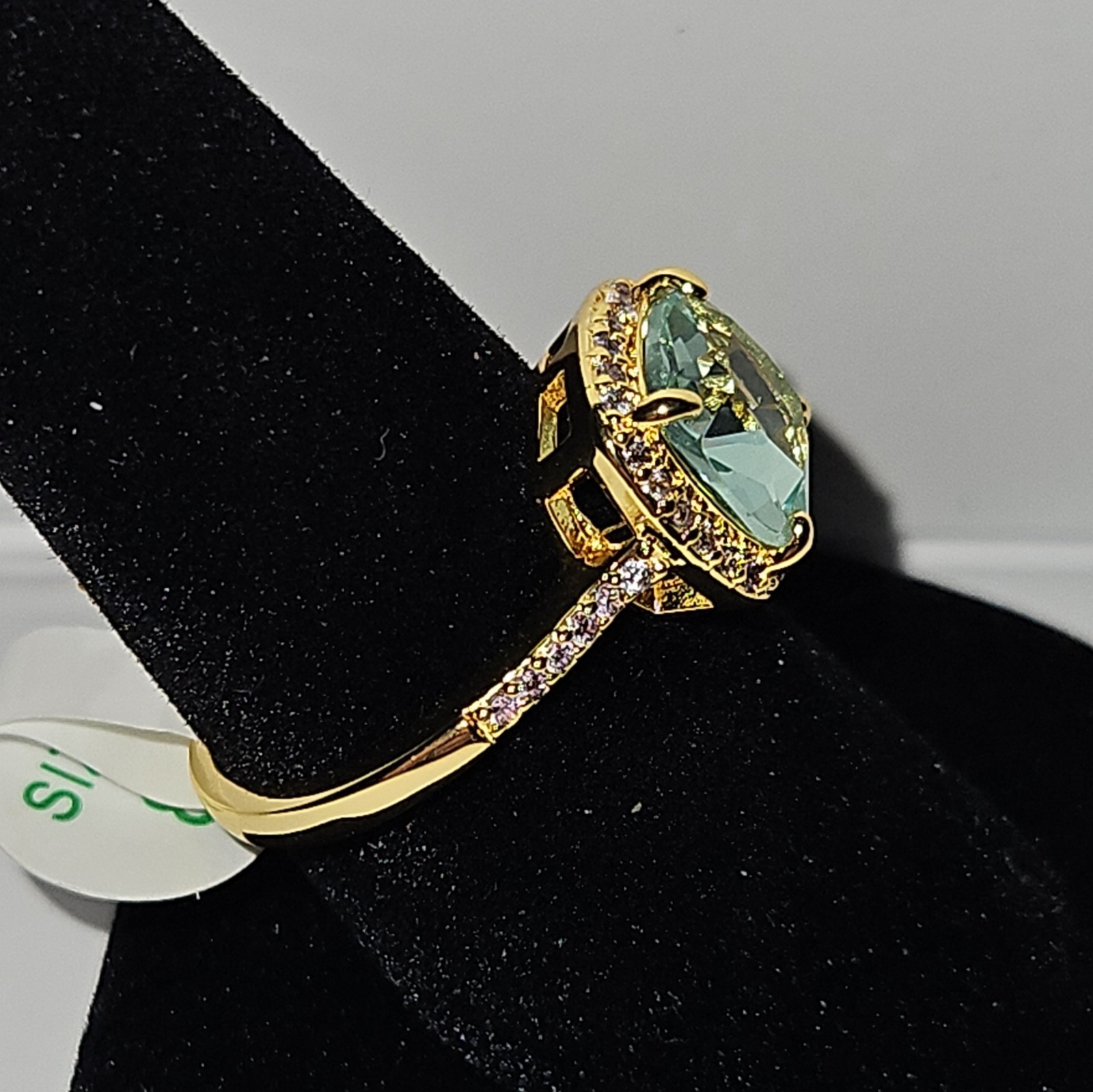 RBP2127 Lab-Created Mint Spinel and Amethyst Halo 18K YG Plated Ring 8