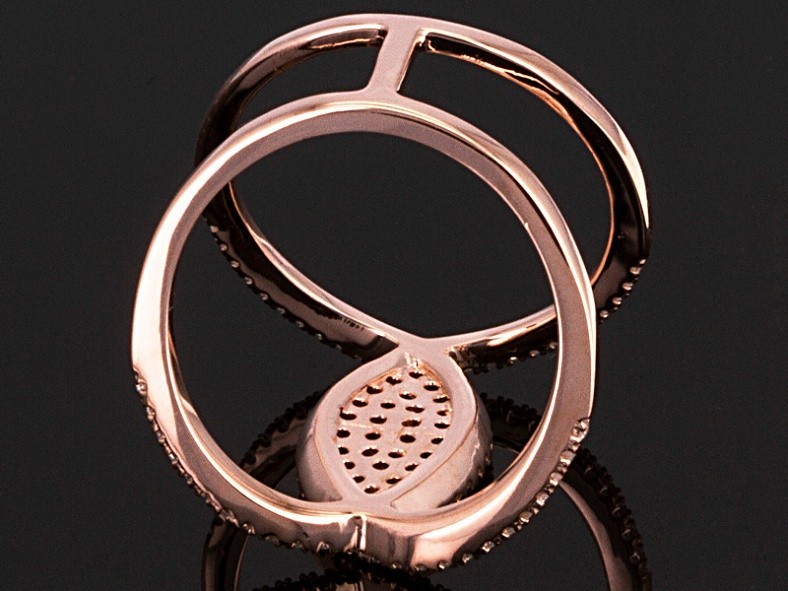 Brown And White Cubic Zirconia 18k Rose Gold Over Silver Ring 1.09ctw SZ 8 NEW