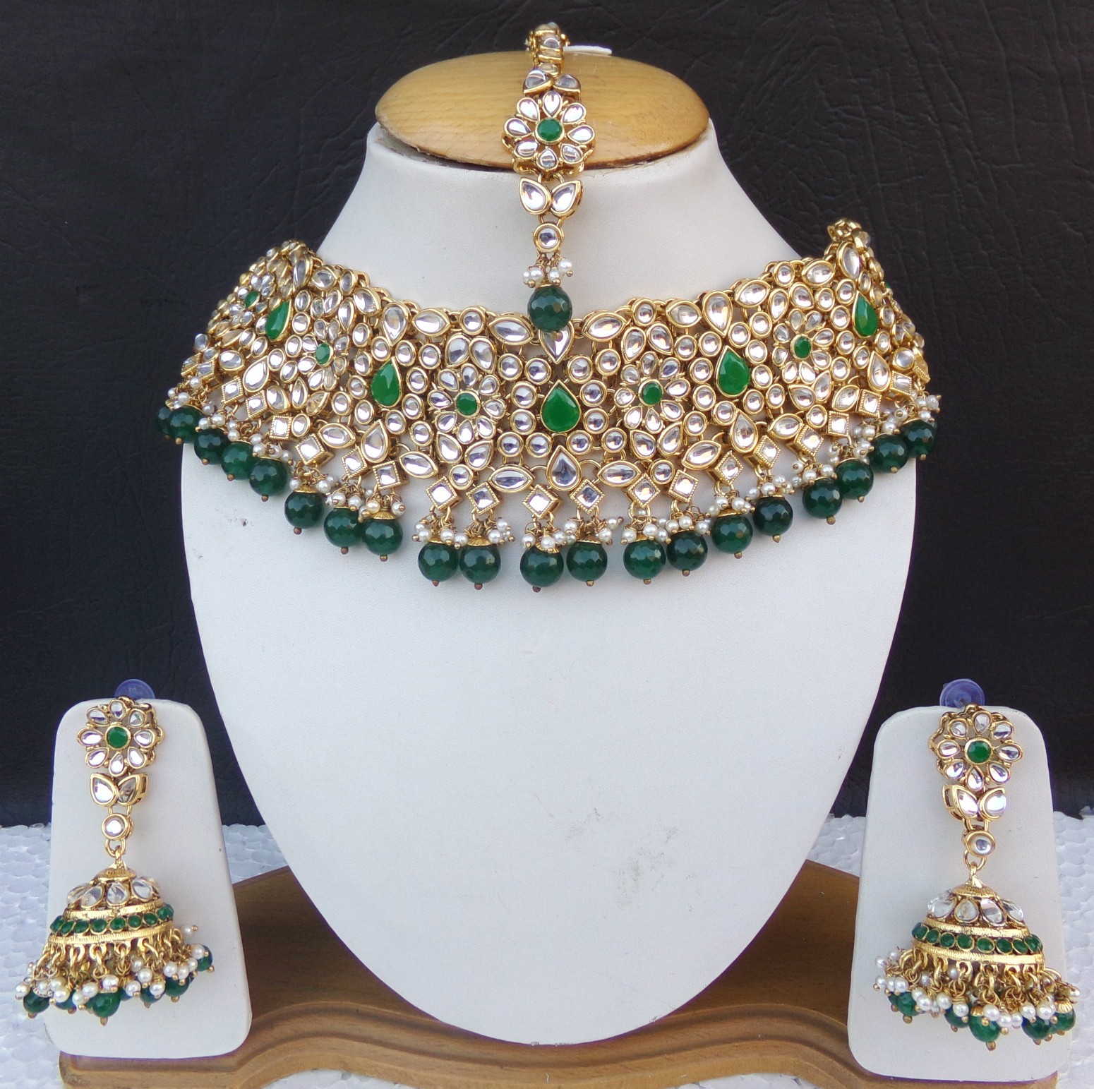 Women’s Kundan Necklace Set with Earrings & Maang Tikka Bridal Wedding Jewellry