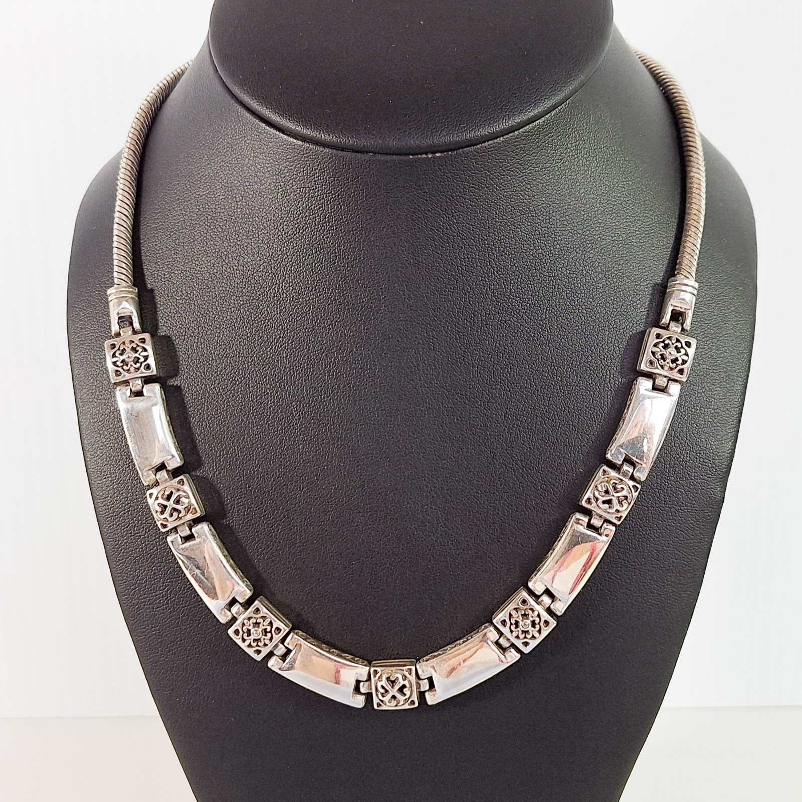 BRIGHTON TRIBECA NECKLACE CELTIC HEART DESIGNS BARS SILVER ADJ 16-19 IN NICE!