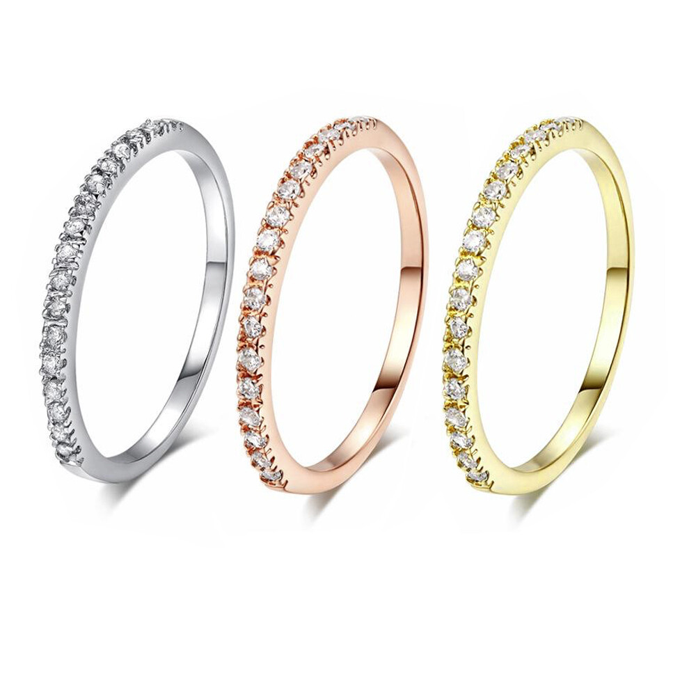 3 Pack 1mm Stackable Silver, Gold + Rose Gold Plated Ring Wedding Band Size 3-10