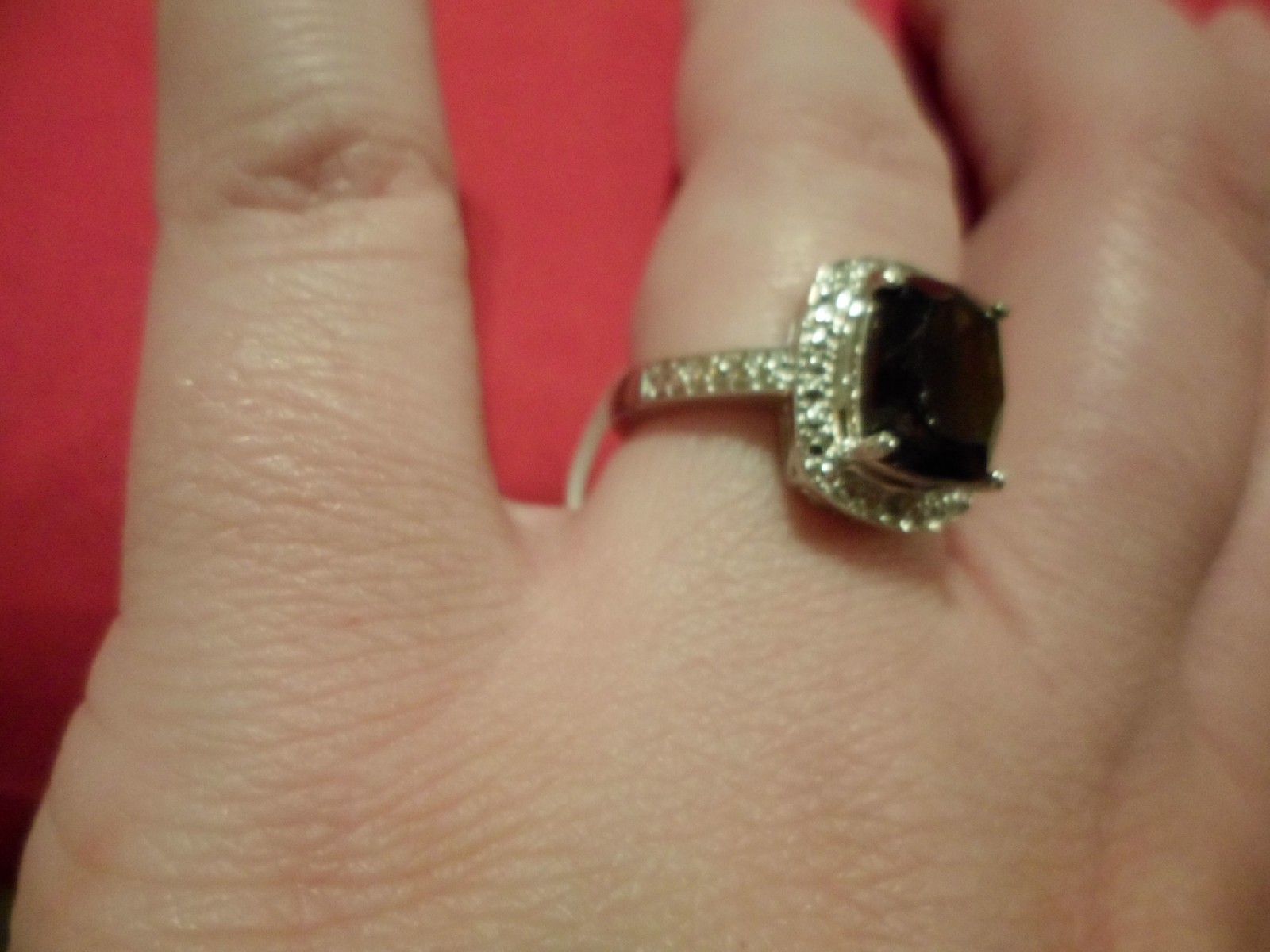Brazilian Smokey Quartz Cushion Solitaire Ring in Platinum OverlaySize 7-3.11CTW