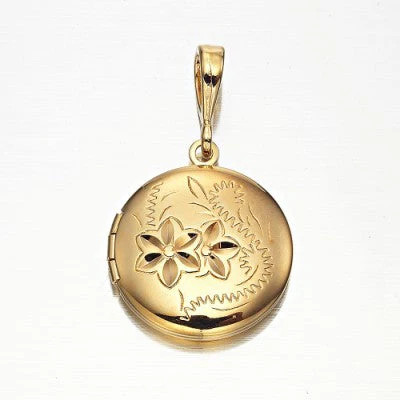 18ct Heavy Yellow Gold Plated Round Locket Pendant – USA Made