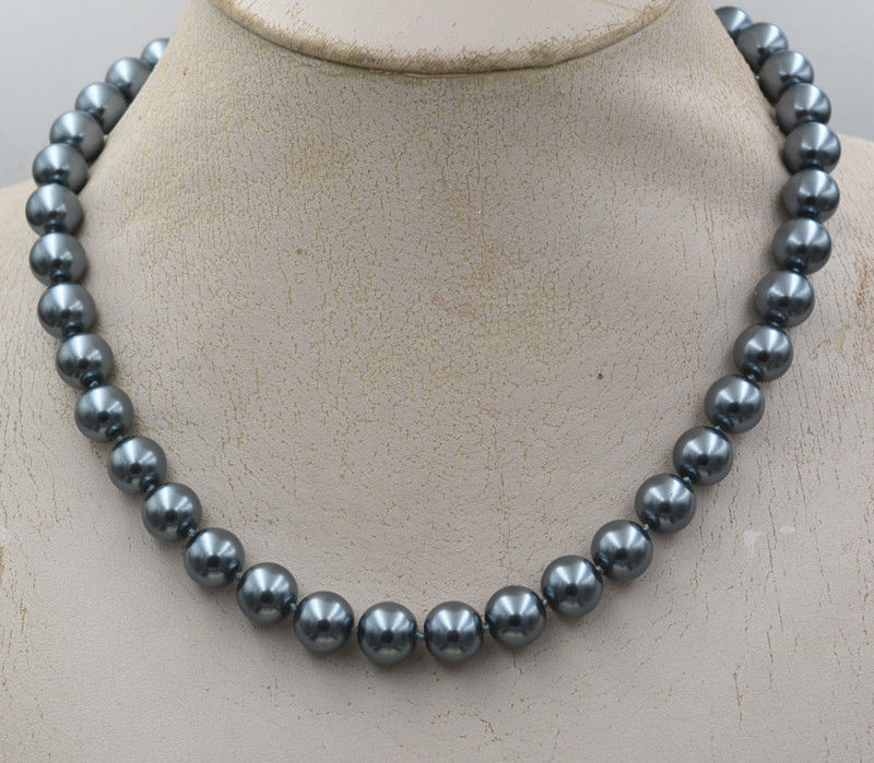 8mm/10mm Dark Gray South Sea Shell Pearl Necklace 18/24/36/ Inches Long