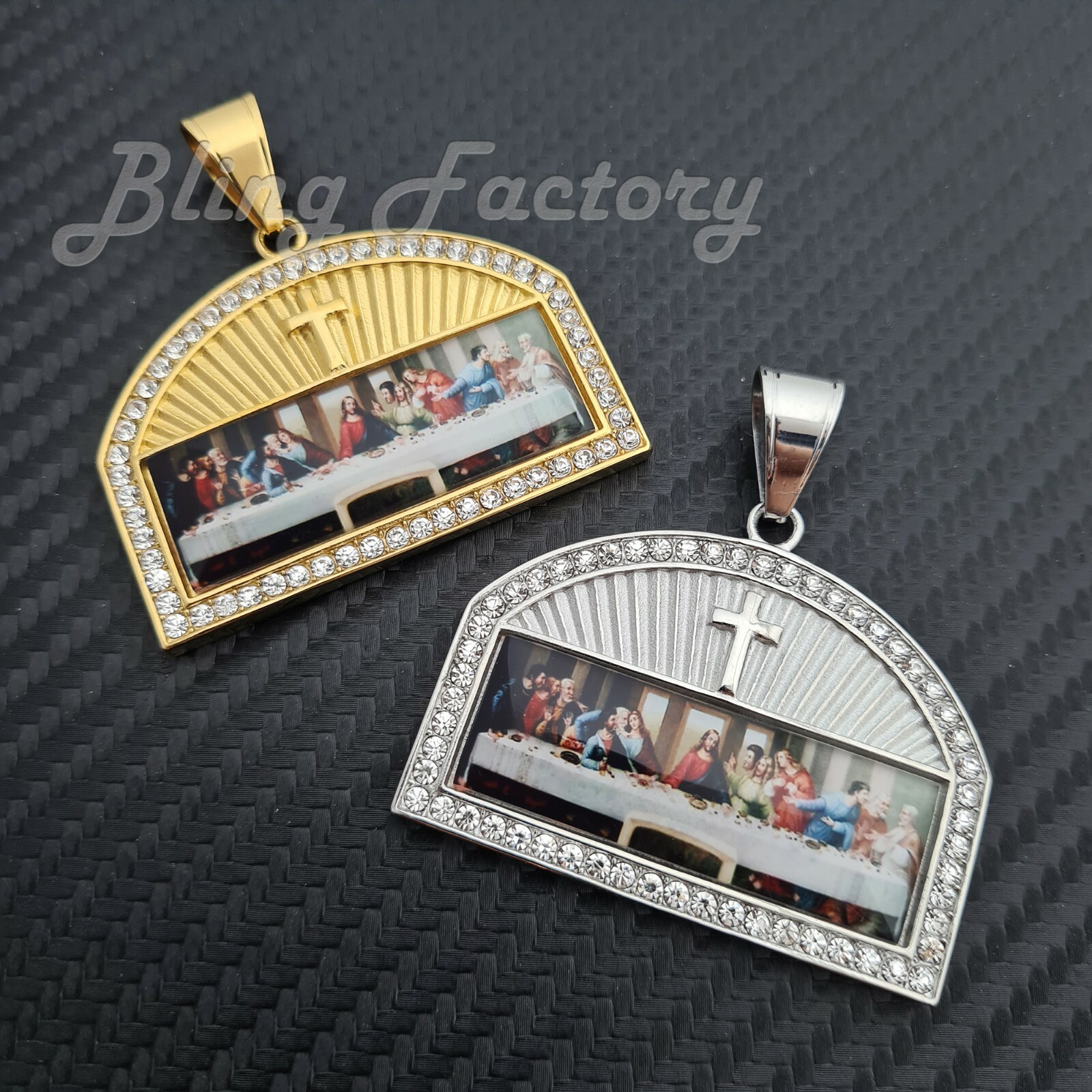 Last Supper Jesus Iced Cubic Zirconia Stainless steel Fashion Charm Pendant S11