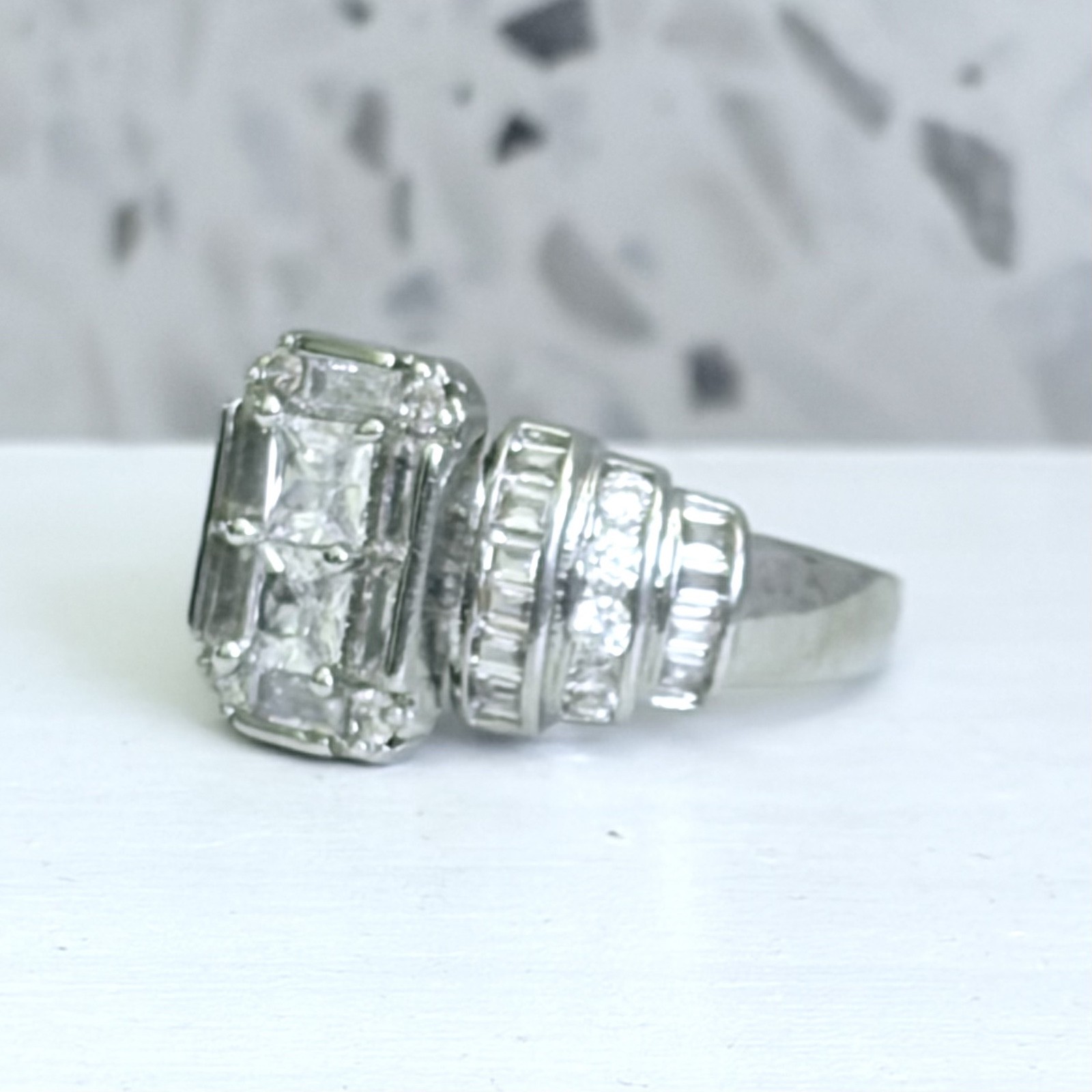 2.15 CT Princess Cut Sapphire 14k Gold 925 Sterling Cocktail Women’s Ring
