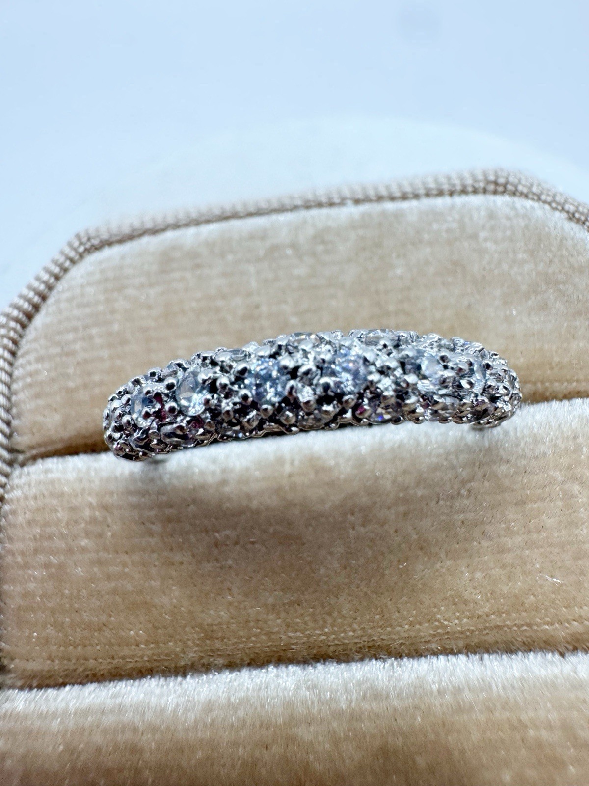 Palm Beach Jewelry Pave Wedding Band Travel Silver Plated Cubic Zirconia Size 8