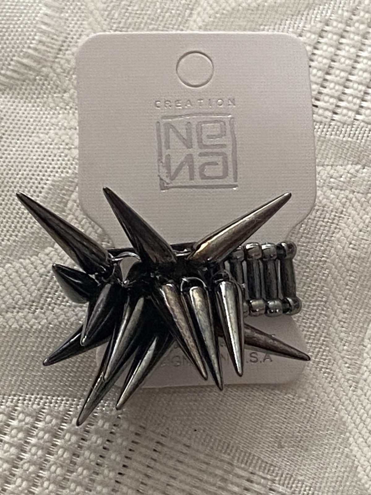 No Boundaries Womens Finger Ring Spiky Metal Elastic Back New NWT 7 8 9 Goth