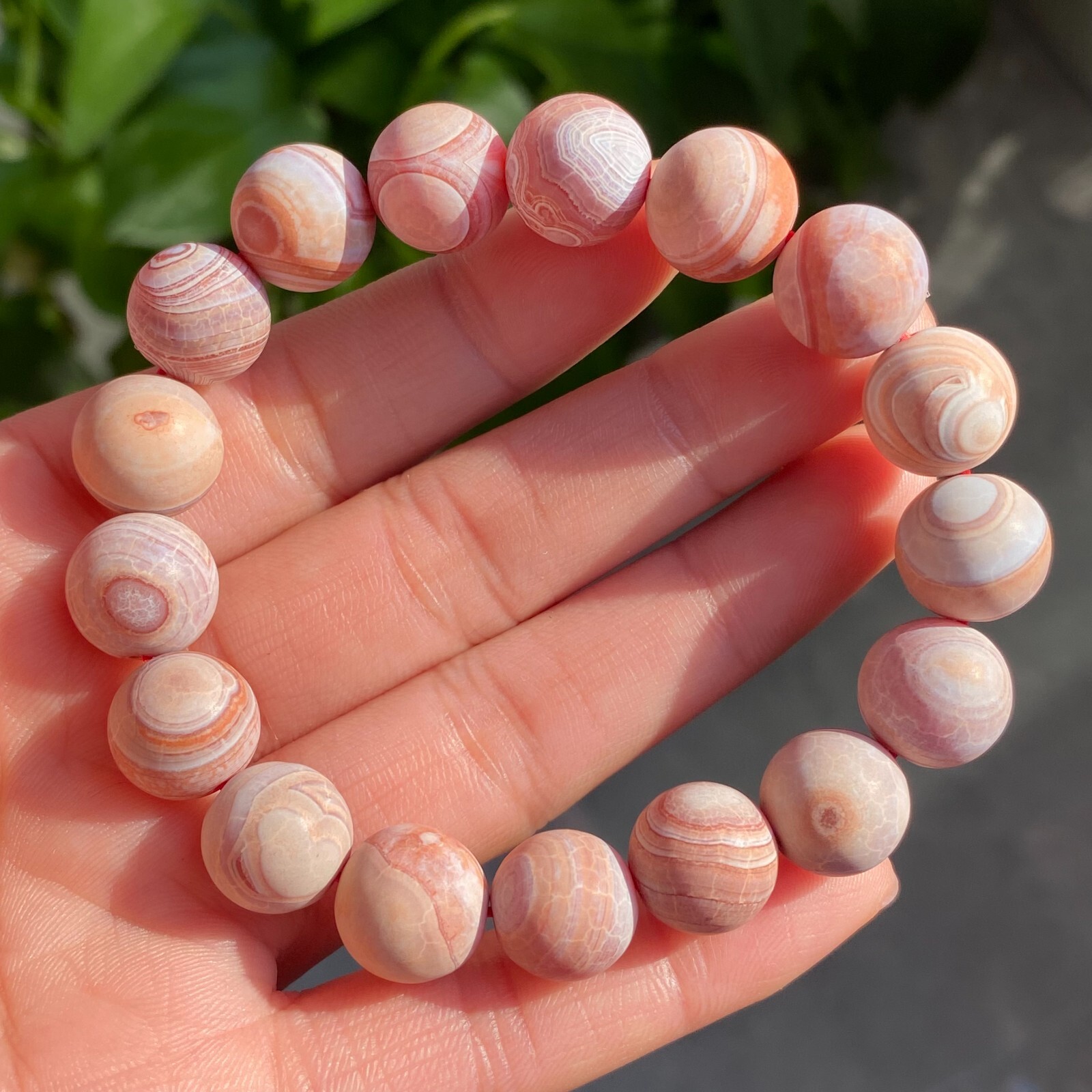 12mm Natural Red Gobi Agate Eyes Madagascar stone Bracelet (not polished) C1526