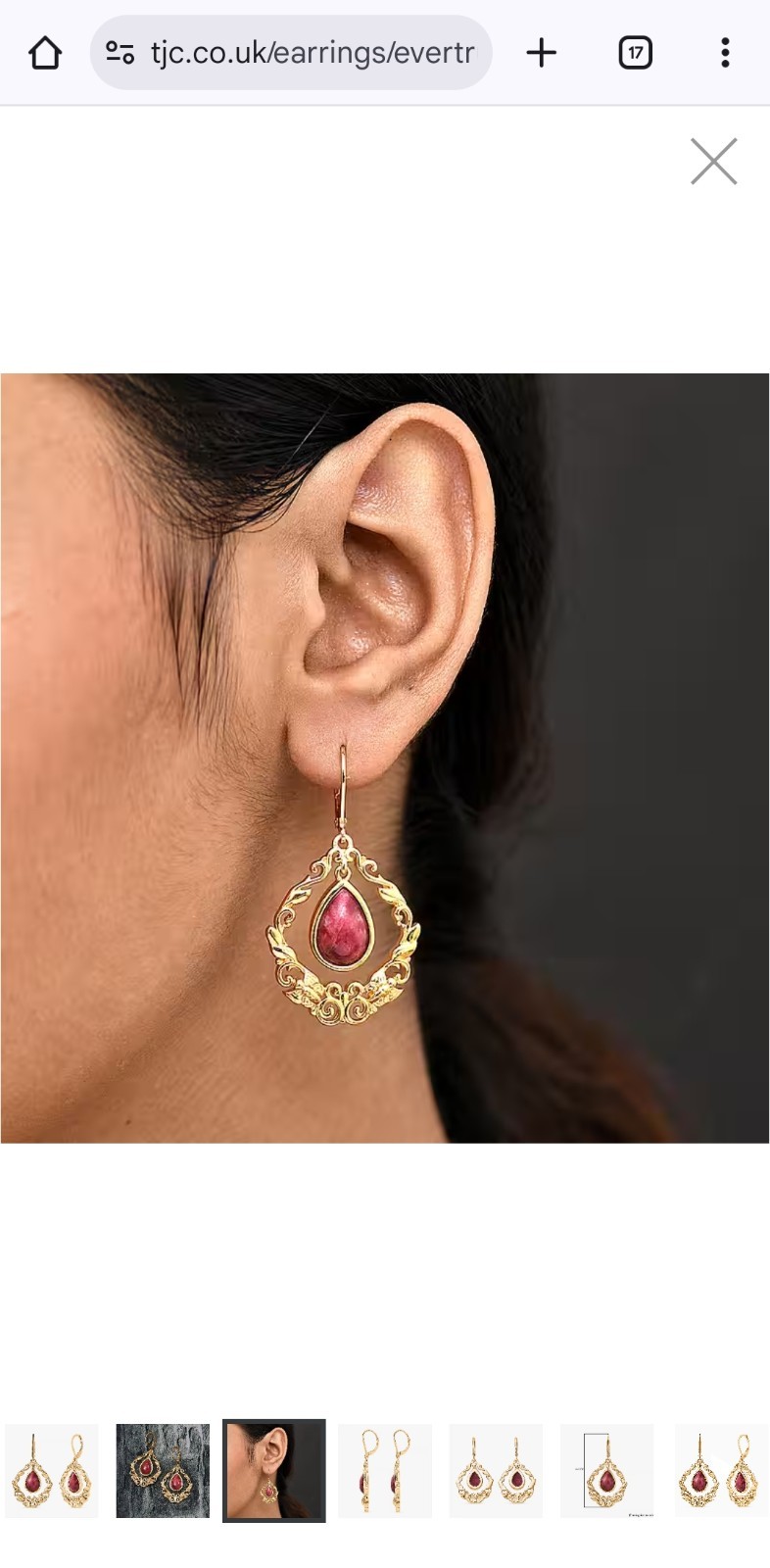 Earrings Dangle 4.2cm Thulite Gemstone Gold Plated Lever Close Occasion Gifting