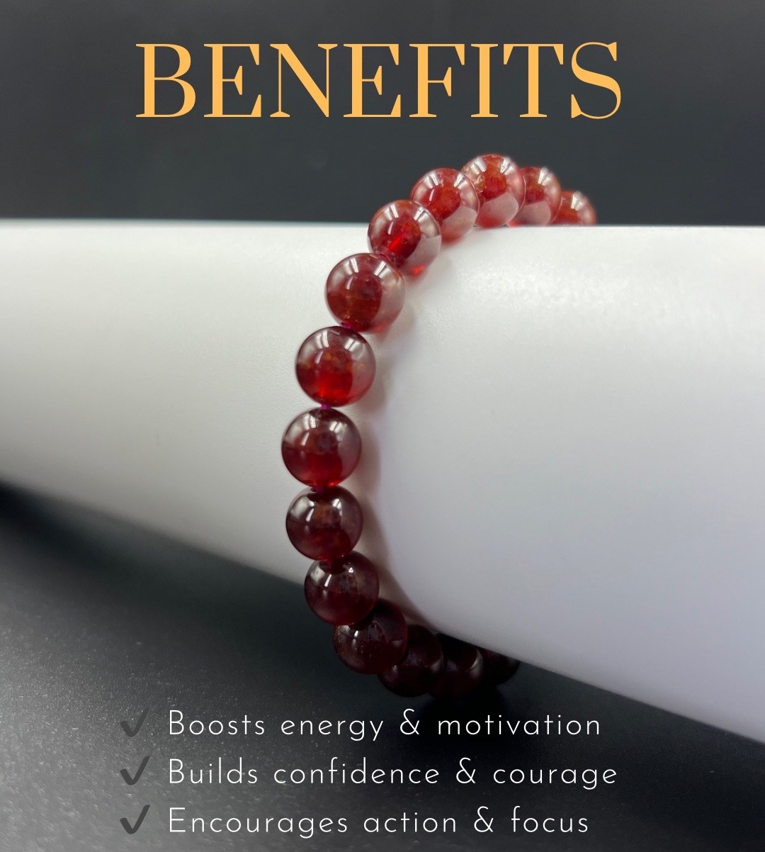 100% Natural Red Garnet Bracelet 10mm Round Beads Healing Crystal Bracelet