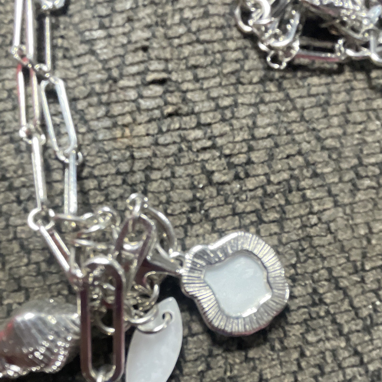Silver Tone Link Chain Shell & Sand Dollar Charm Pendant Necklace Lobster Clasp