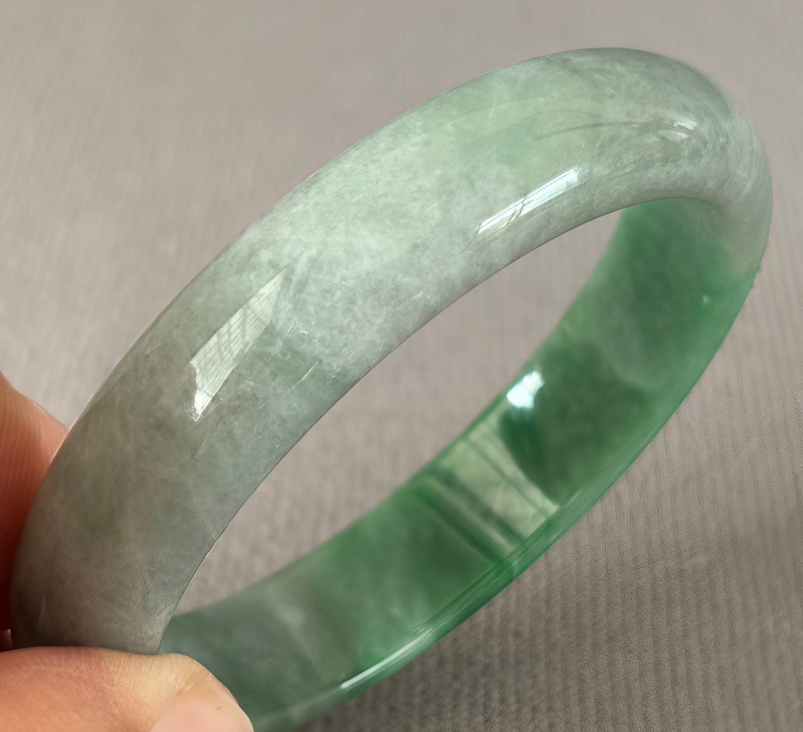59mm Natural Green Jadeite Jade Bracelets Burma Emerald Jade Bracelet Bangle