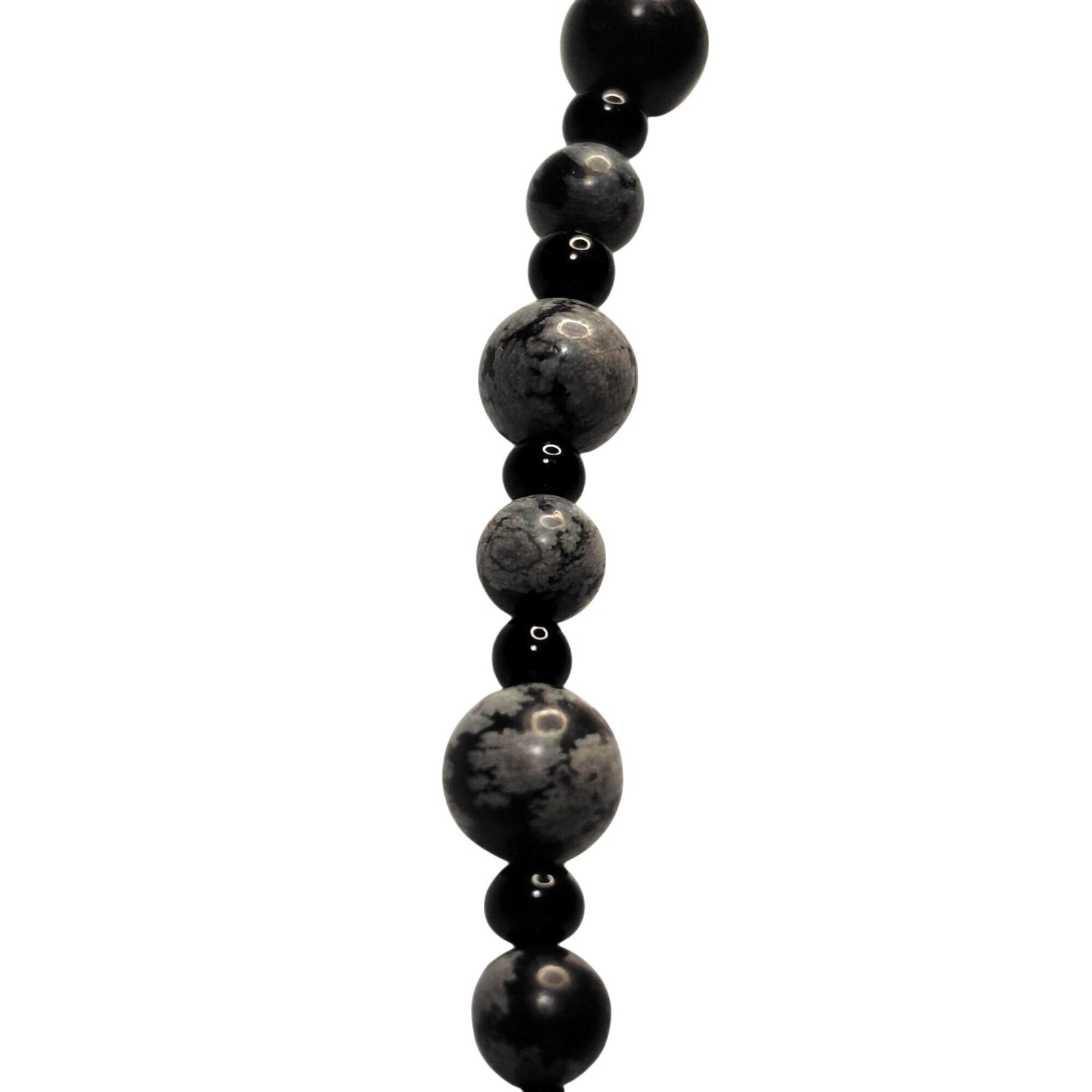Snowflake obsidian necklace black agate spacers