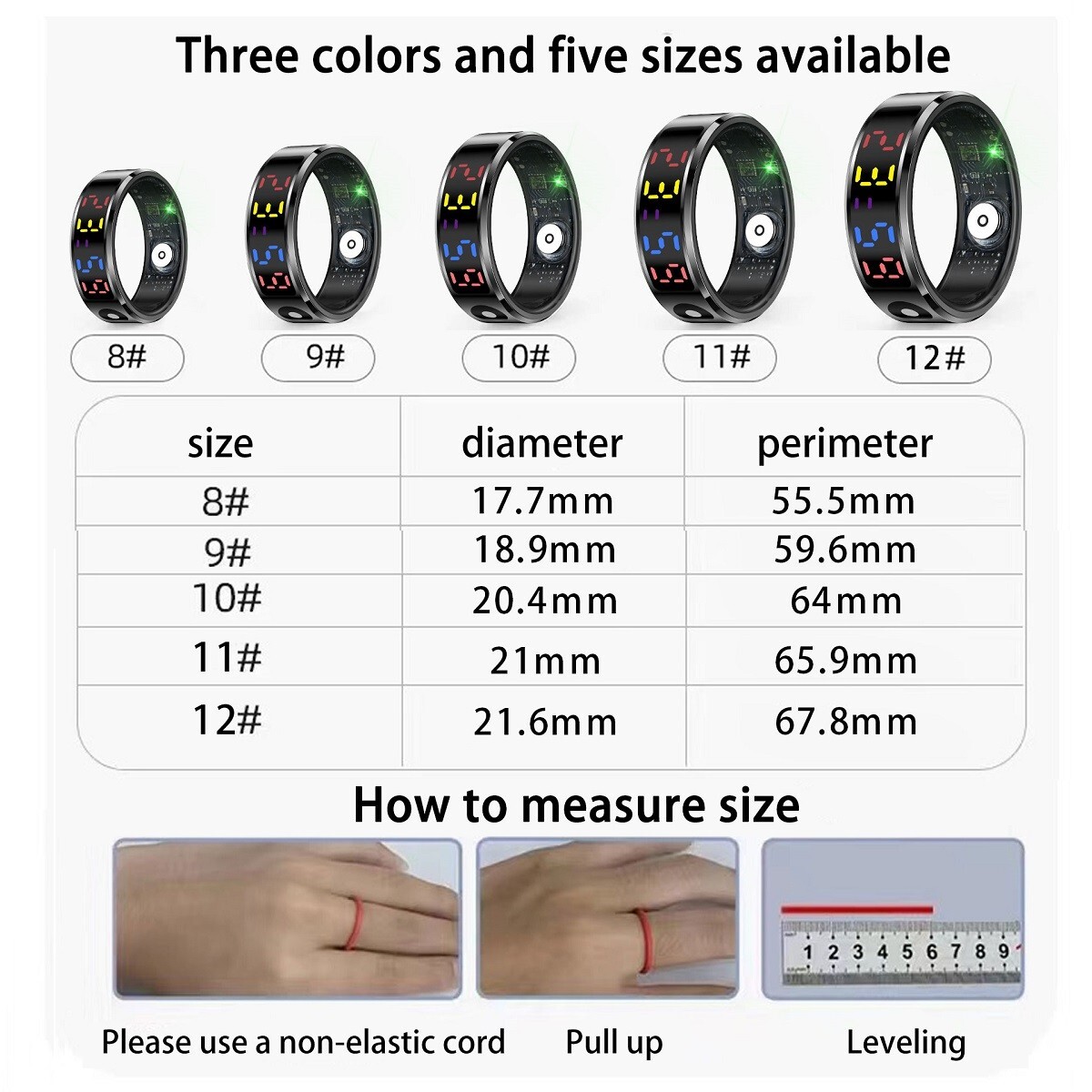 IP68 Waterproof Smart Ring Color Screen Heart Rate Blood Oxygen Sleep Monitor