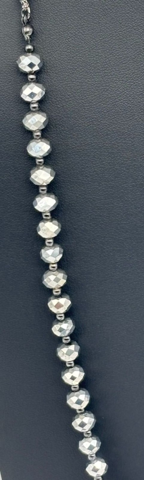 Chico’s Long Beaded Necklace With a Pale Peach Feather Pendant Adjustable Signed