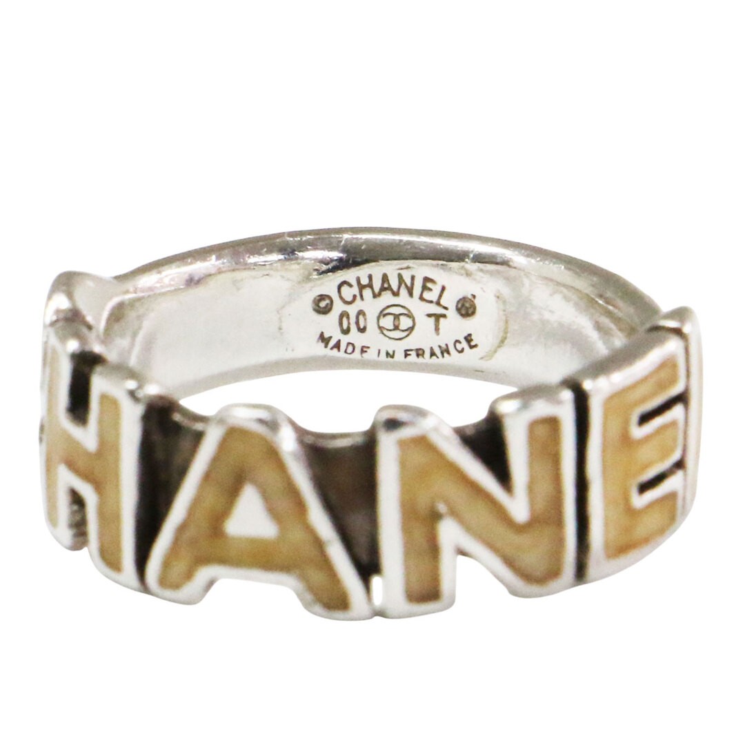 CHANEL Ring Size:12 Logo Metal Vintage 00t Engraved Silver Accessory Used BEEG-0