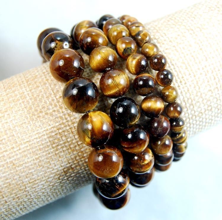 Natural 14mm 16mm 18mm 20mm Yellow AAA+++ Tiger’s Eye Gems Bead Braclet 7.5”