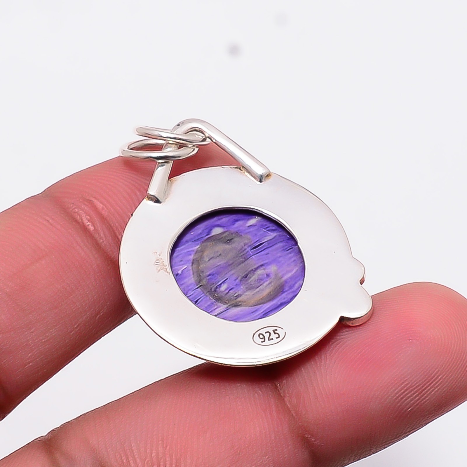 Purple Charoite Designer Handmade 925 Sterling Silver Pendant 1.4″ P1088012416