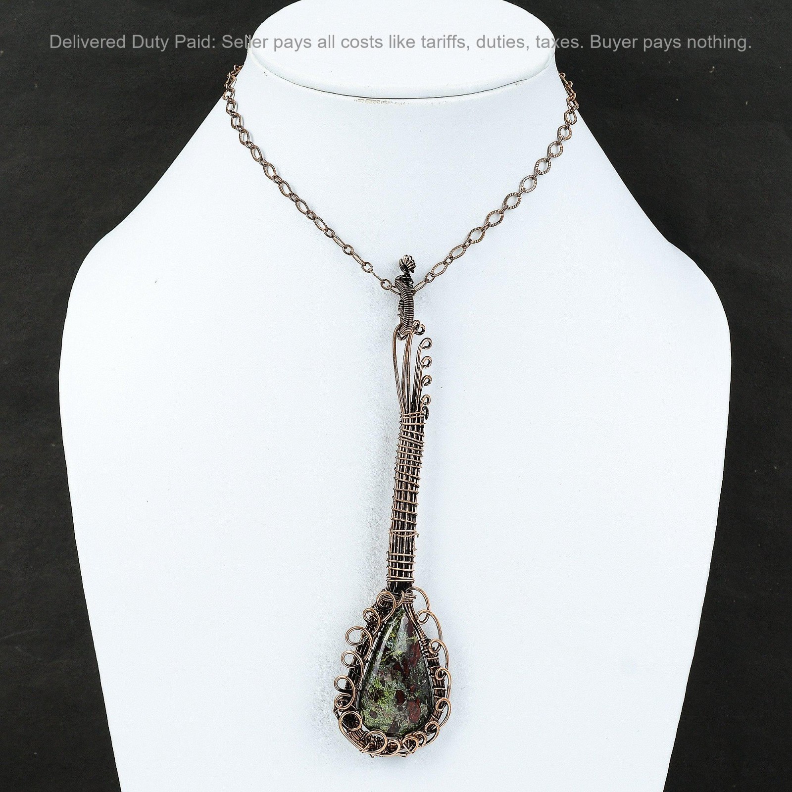 Pear Natural Dragon Bloodstone Birthday Wire Wrapped Guitar New Pendant Copper
