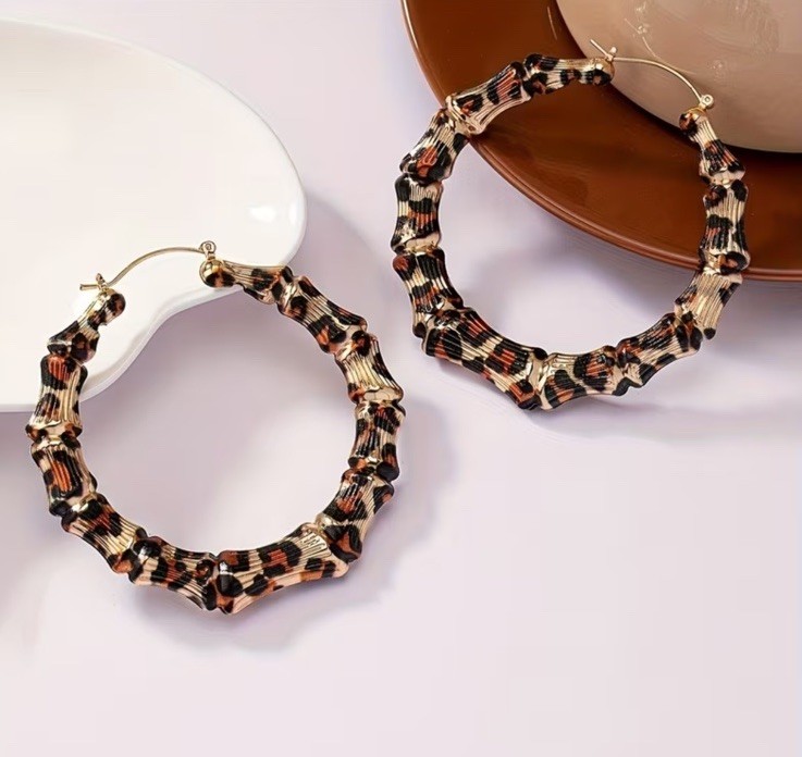 Big Earrings Leopard Print Hoops Round Gold Chunky Statement Large