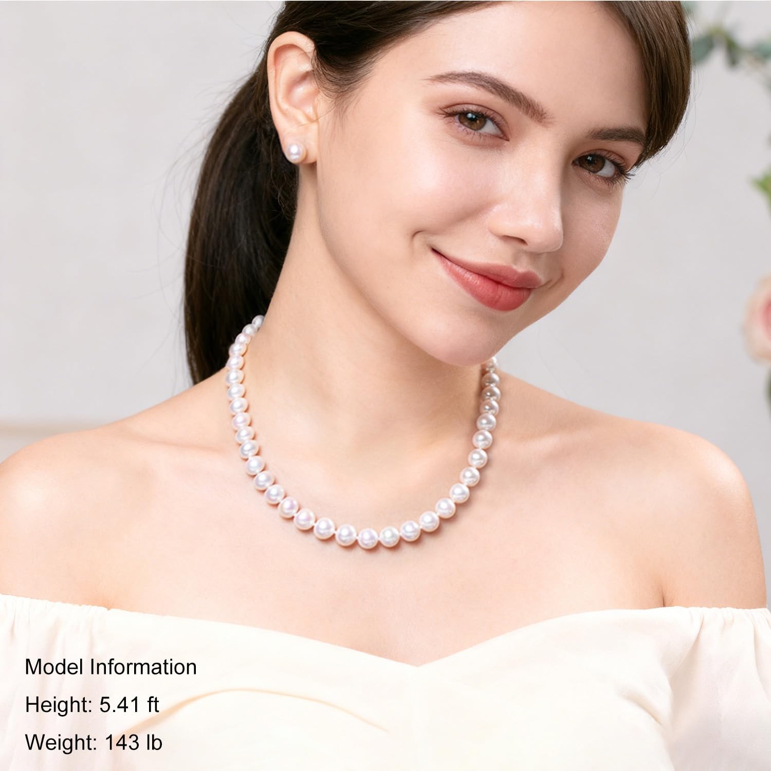 ZoVanHee Freshwater Cultured Pearl Necklace Set Includes Stud Earrings Genuine