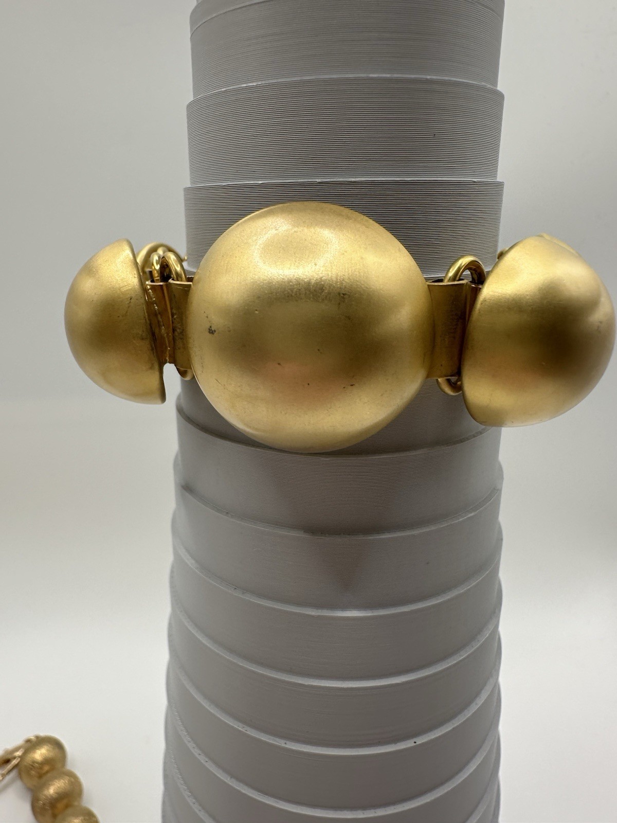 Gold Tone Plastic Beaded Necklace And Metal Bracelet