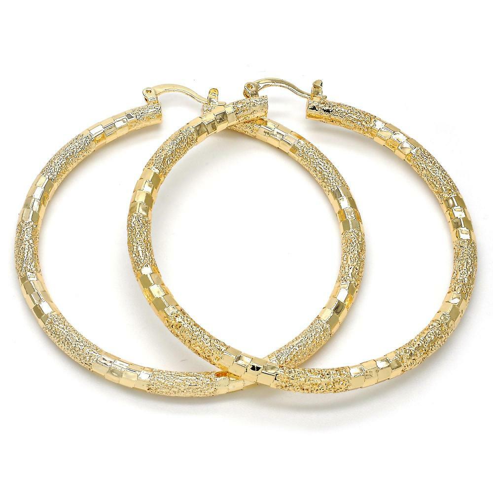 Glitter Diamond Cut 14k Gold Filled Tri-Color Silver 4mm Round Hoops 40-80mm