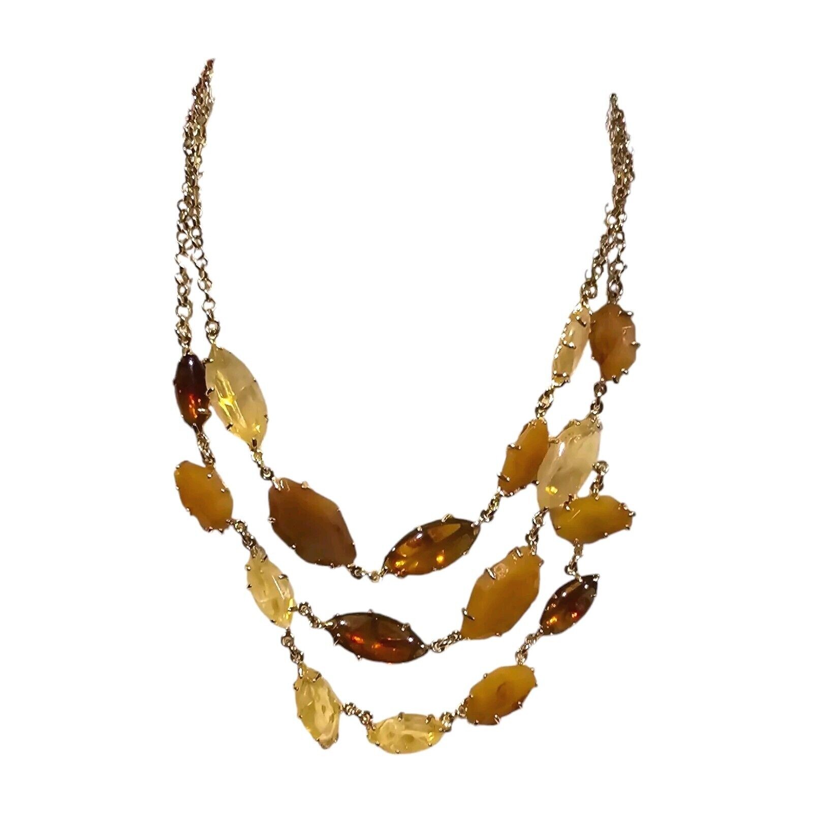 Necklace Talbots Layered Beaded Brown Beige Earth Tone Adjustable 18″ 20″ SK2015