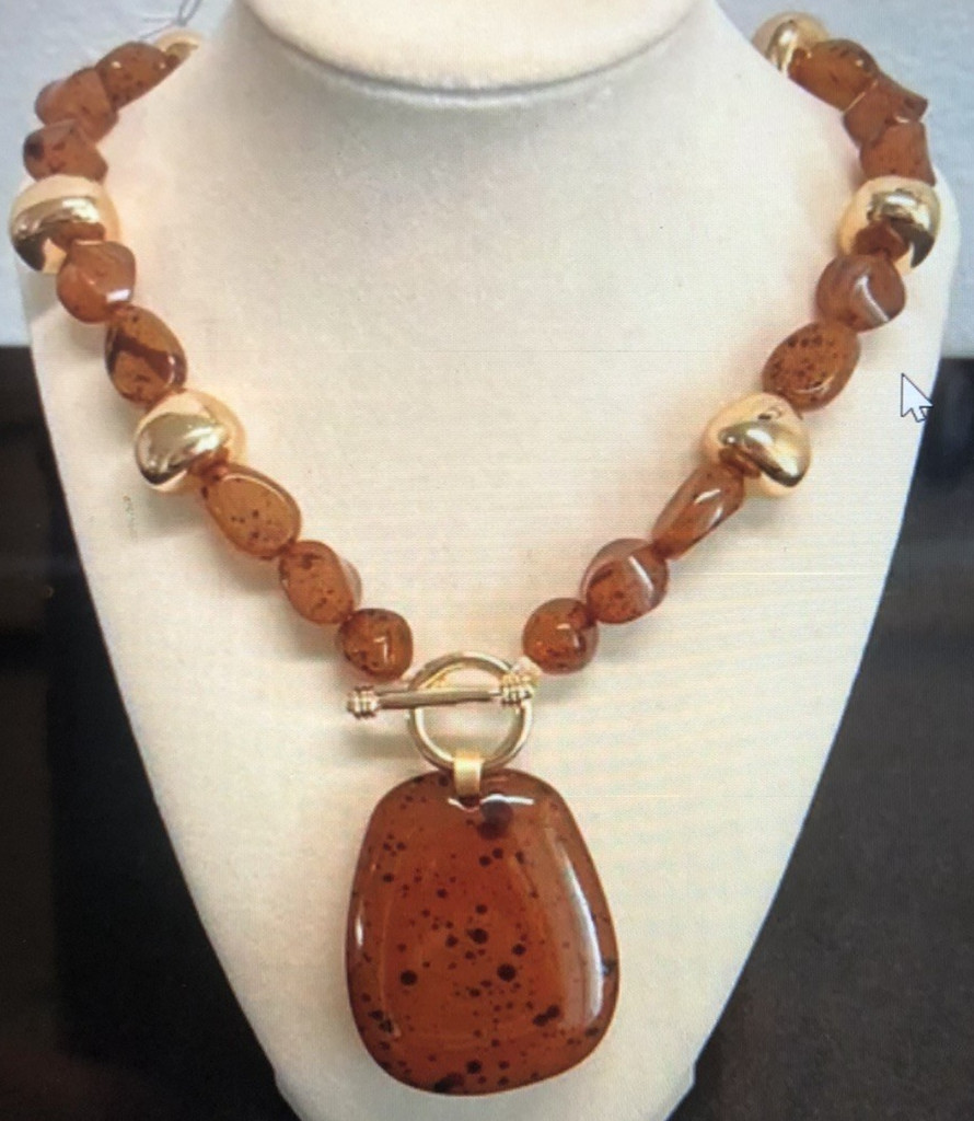 NWT Womens African Tribal Style Collar Necklace 20” Faux Amber + Free GiftBox$89
