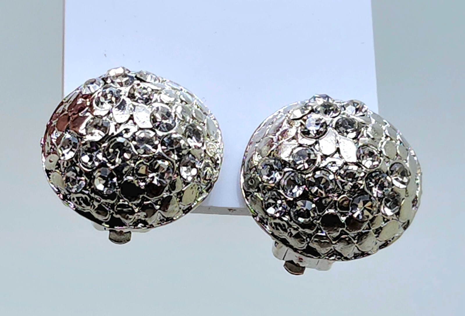 E001 SIMPLE BOHO CLEAR CRYSTAL 0.85 INCH ROUND BUTTON STUD FASHION EARRINGS