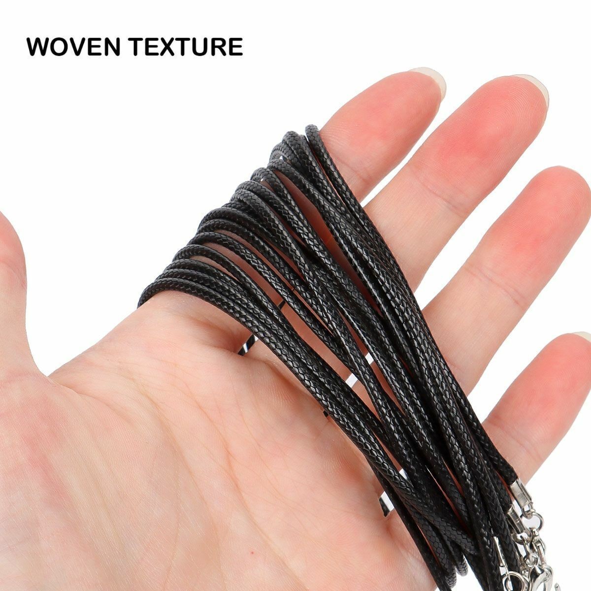 10-50pcs 19″ Necklace Waxed Cord Chain Braided Rope for Jewelry Making w/ Clasps