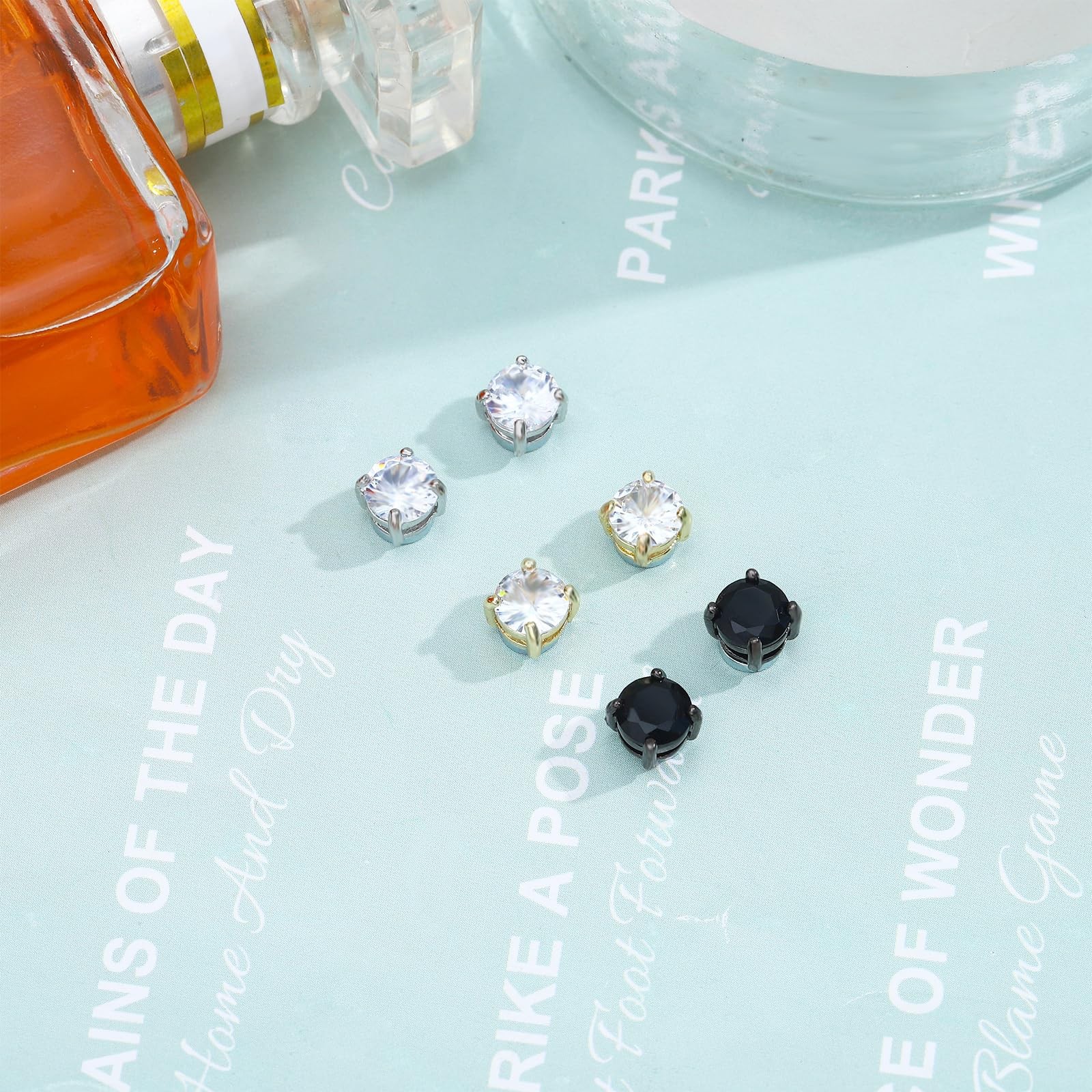 6 Pairs Stainless Steel Magnetic Stud Earrings for Men Clip on Earring Magnet…