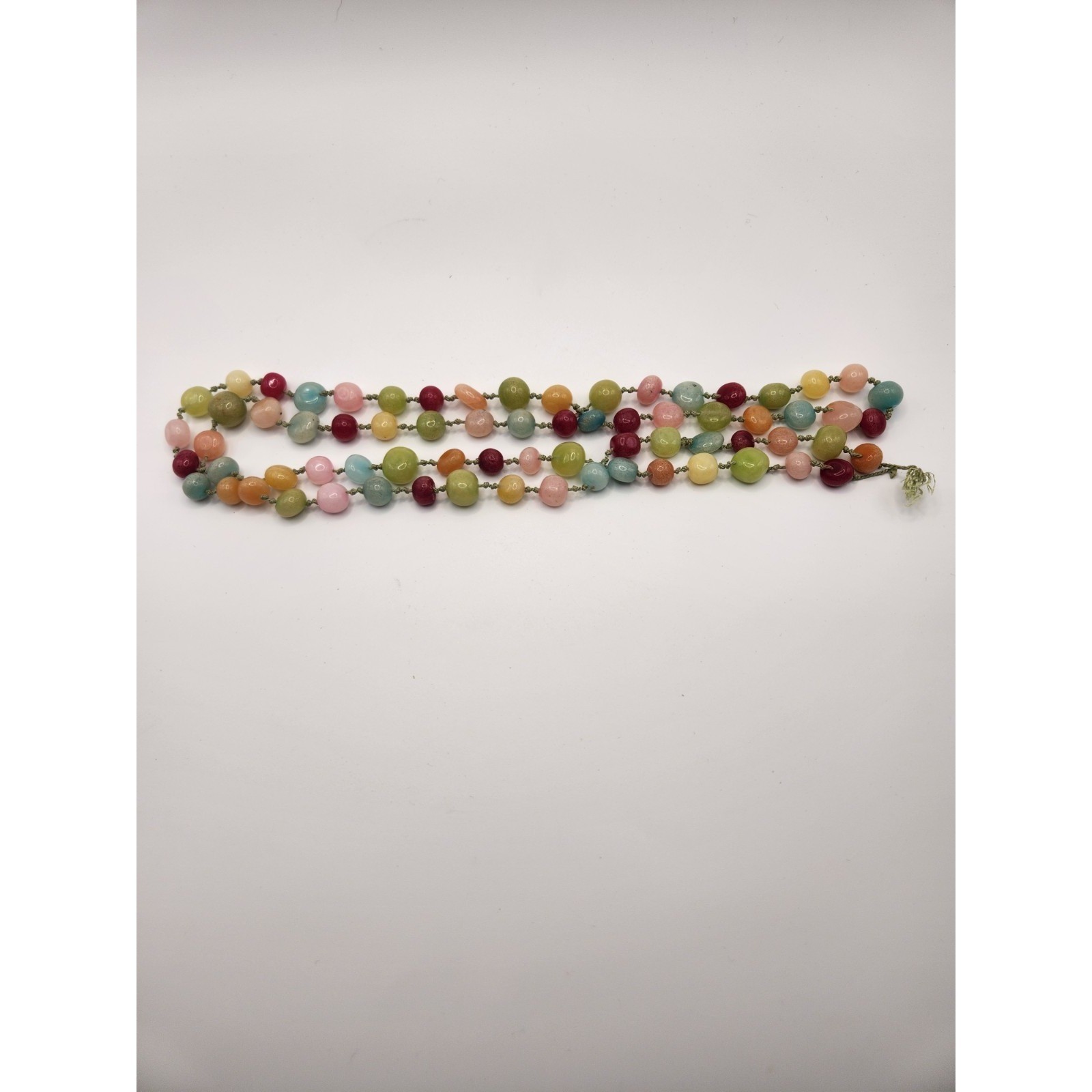 Multicolor Semi Precious Stone Hand Knotted Bead Necklace 36 Inch Broken Repair