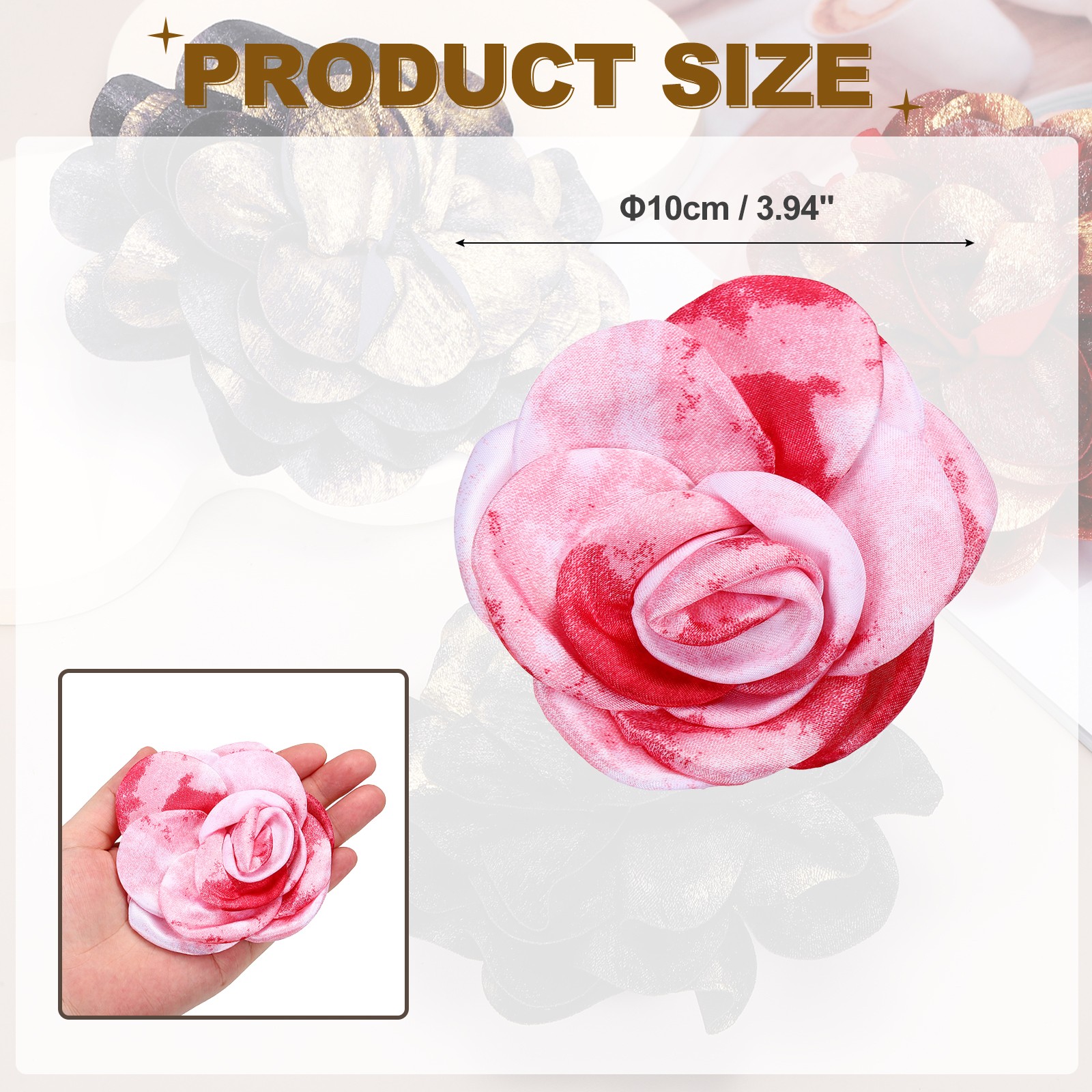 Rose Flower Brooch, Floral Brooch Satin Fabric Camellia Corsage, Pink