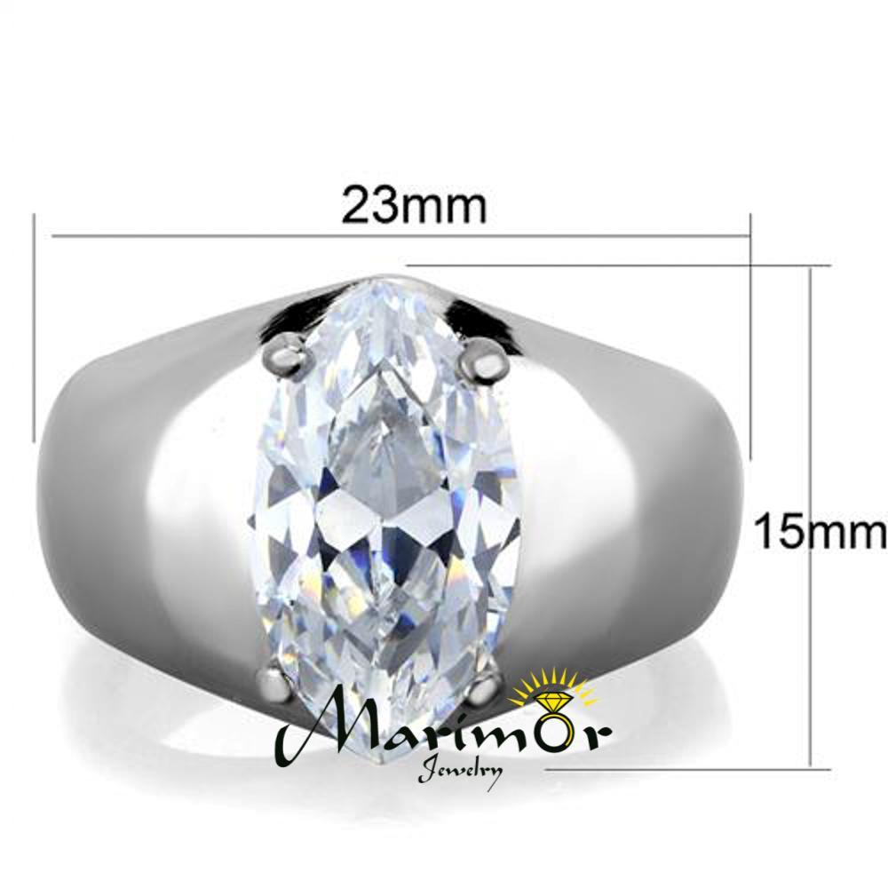 3.44 Marquise Solitaire Cubic Zirconia Stainless Steel Engagement Ring 5-10