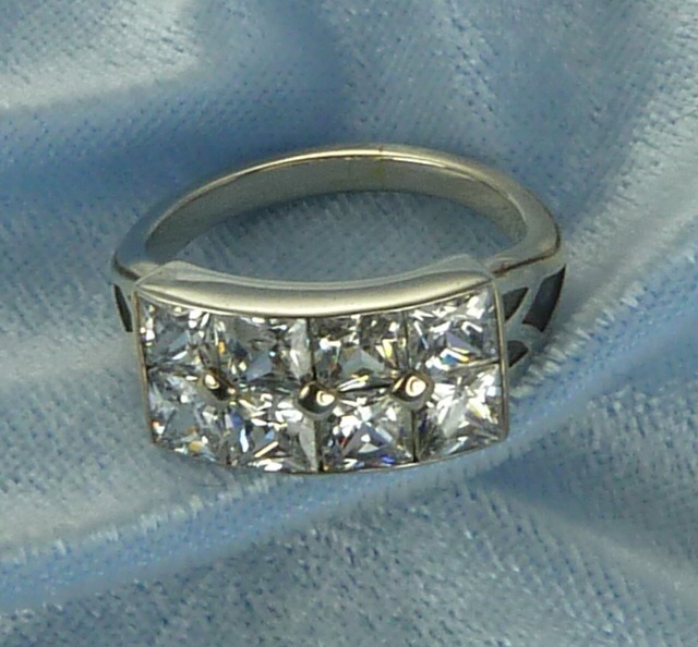 Vintage Sterling Ring Set With White CZ’s, Sizes, 7, 7.5, 8, and 9, Konder #520