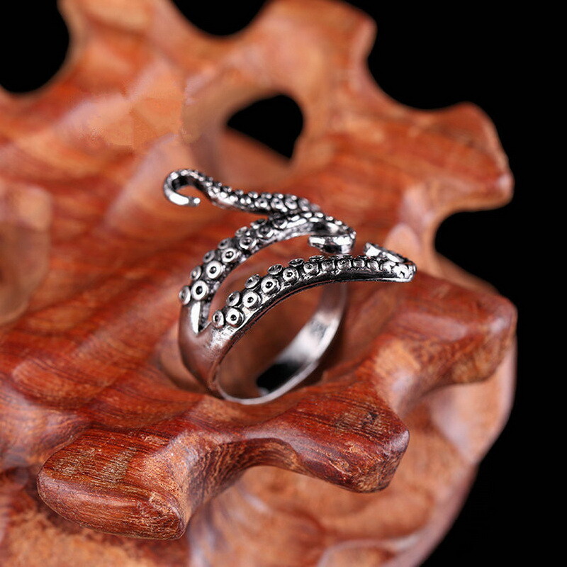 Ancient Silver Punk Octopus Adjustable Opening Fashion Ring Women Ring Jewelry
