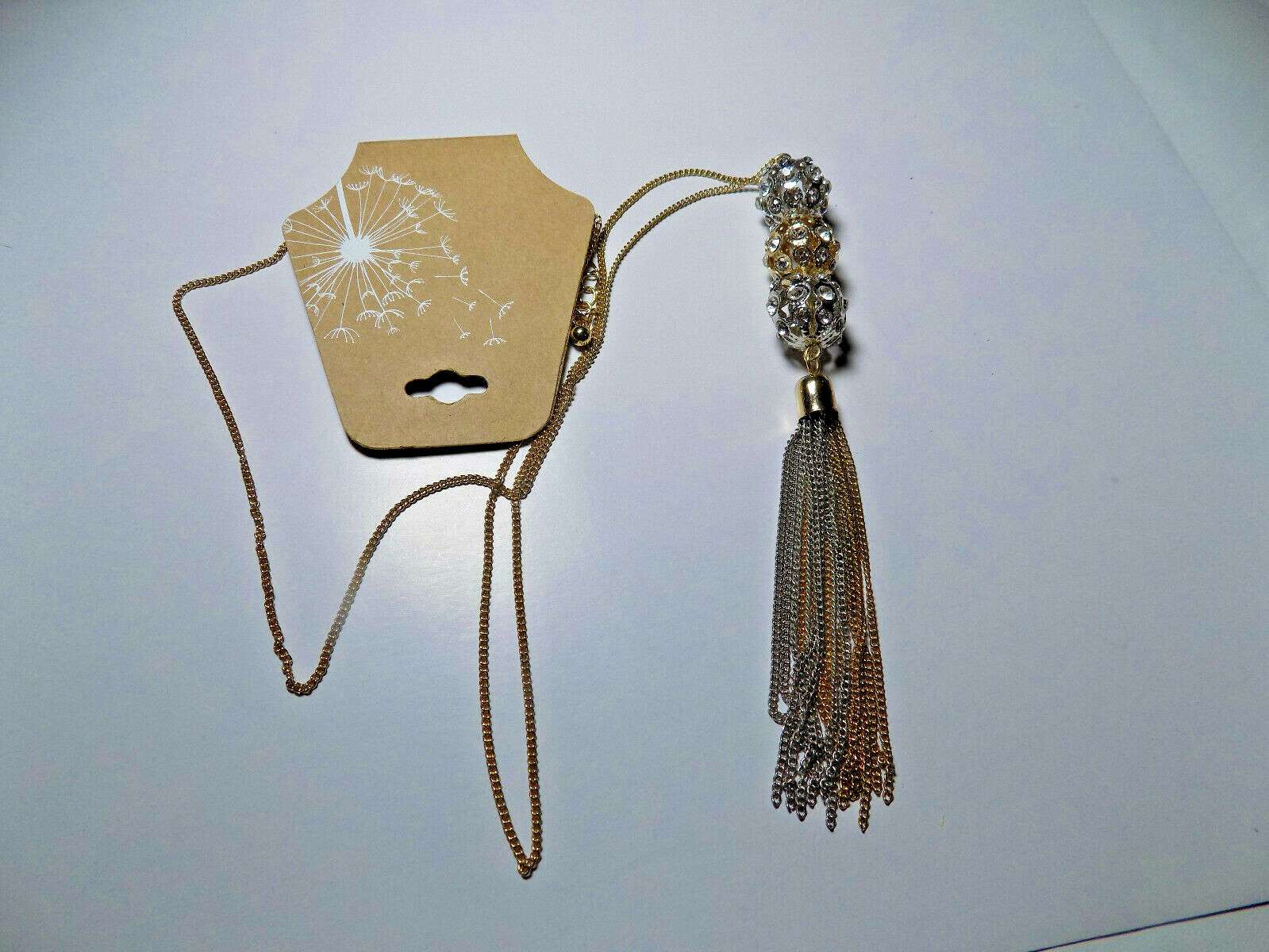 Gold Tone with silver and gold tone balls & Tassel Necklace 24″ l (1530