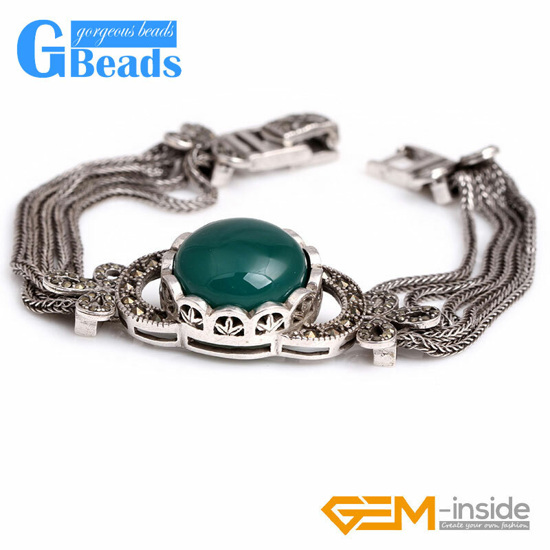 Stone Rivets Round Beads Tassel Chain Jewelry Bracelet 7″ with Gift Box 20mm