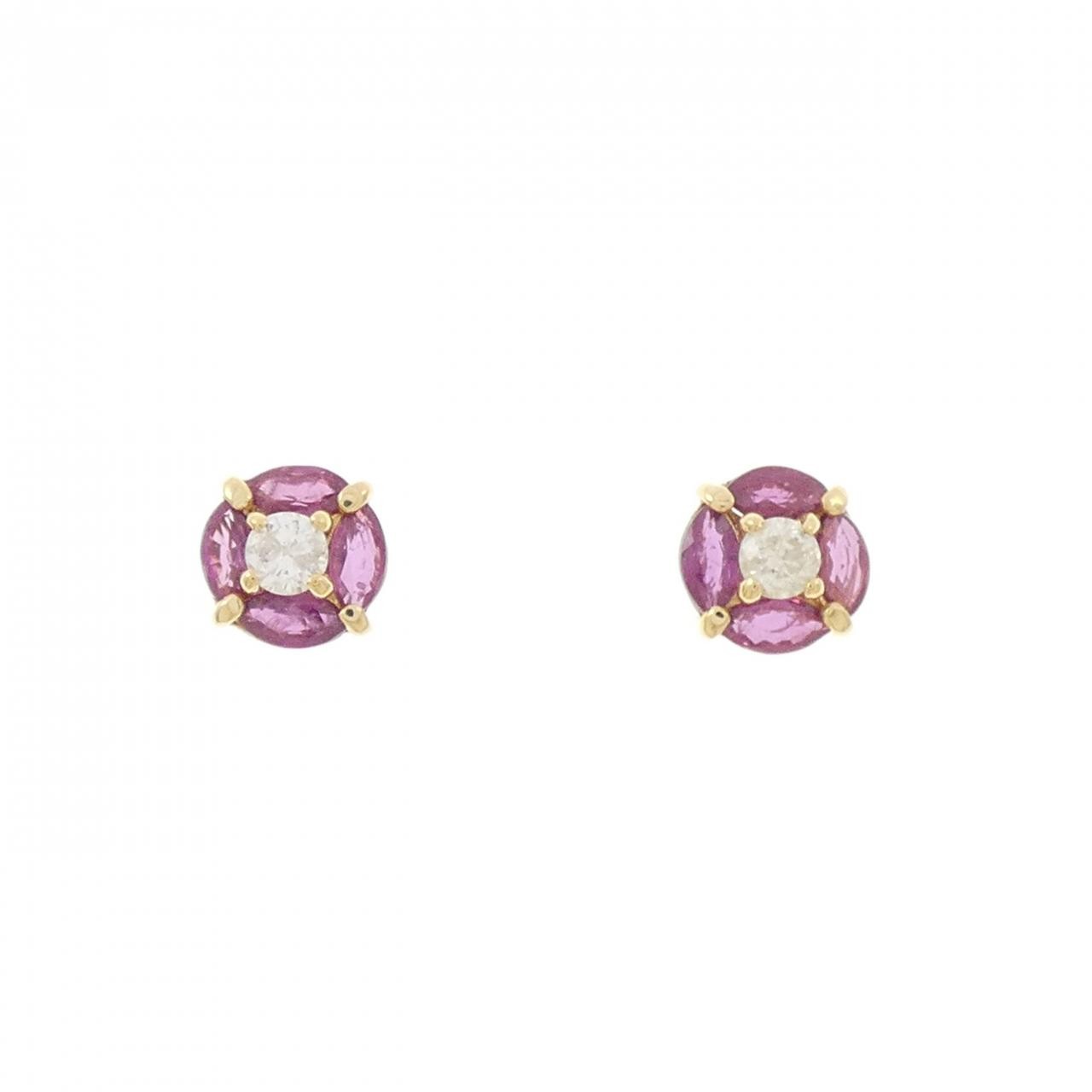 Authentic 18K Yellow Gold Ruby Pierce 0.82CT #260-007-457-7095