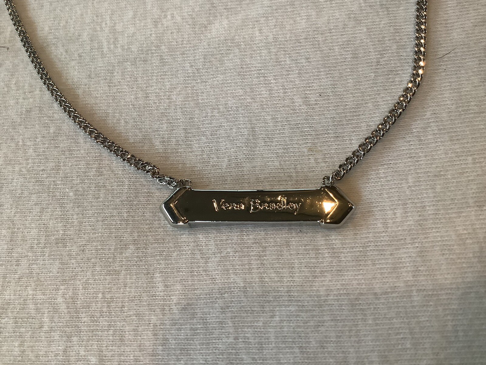 NWOT~Vera Bradley Silver Tone Live Your Dreams Bar Necklace