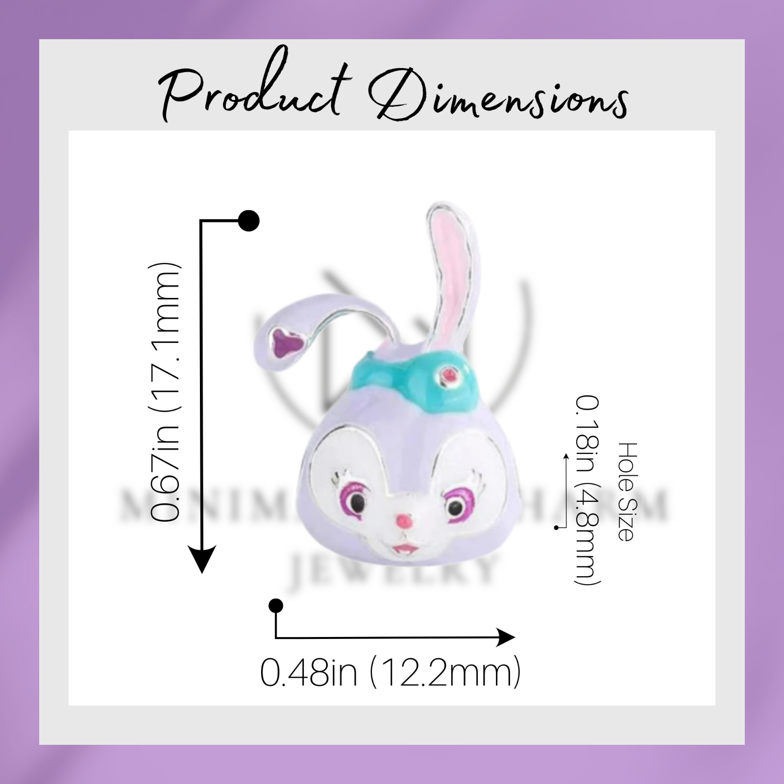 Cute Bunny Charm For Bracelet, Animal Charm, Cartoon Charm, Gift For Women