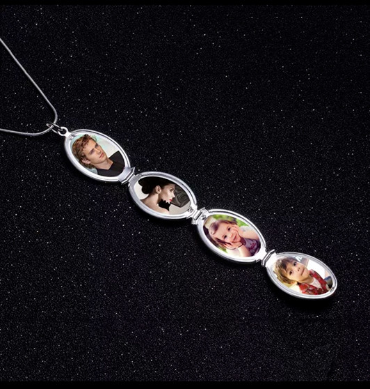 4 Container Oval GOLD Silver Photo Picture Locket Pendant Chain Necklace 630