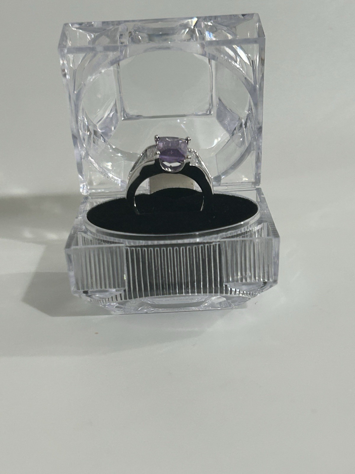 Embellate Majestic Violet & White Cubic Zirconia Rhodium Ring size: 5
