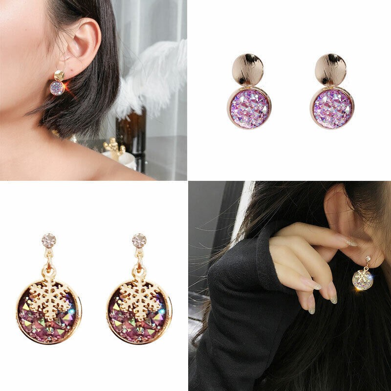 Fashion Women Girl Lady Colorful Crystal Alloy Ear Stud Earrings Jewelry