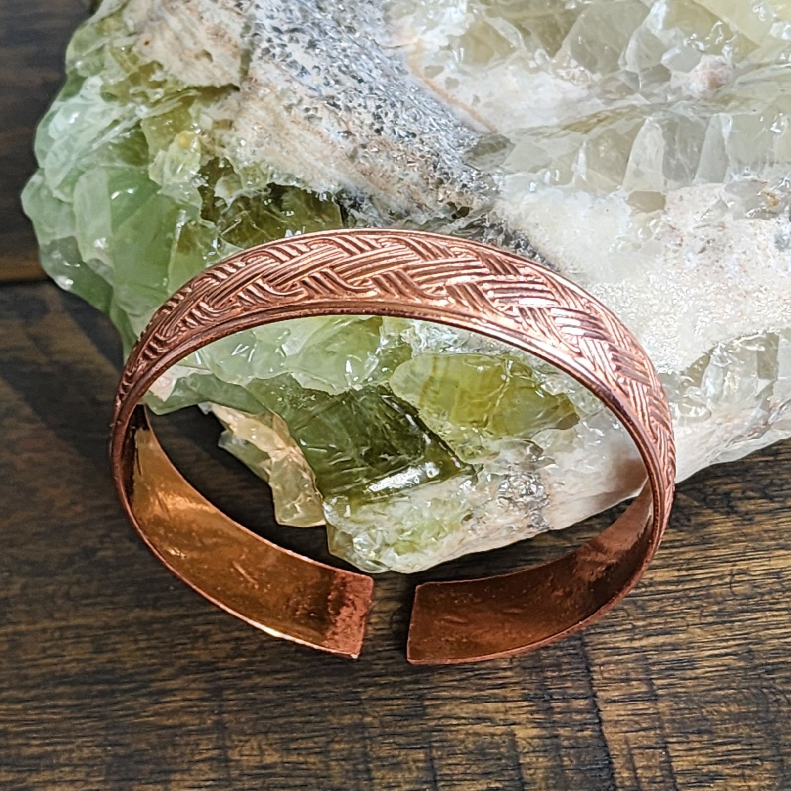 Pure Copper Bracelet Adjustable Woven Cuff 12mm Wide 19.5cm 33g Unisex