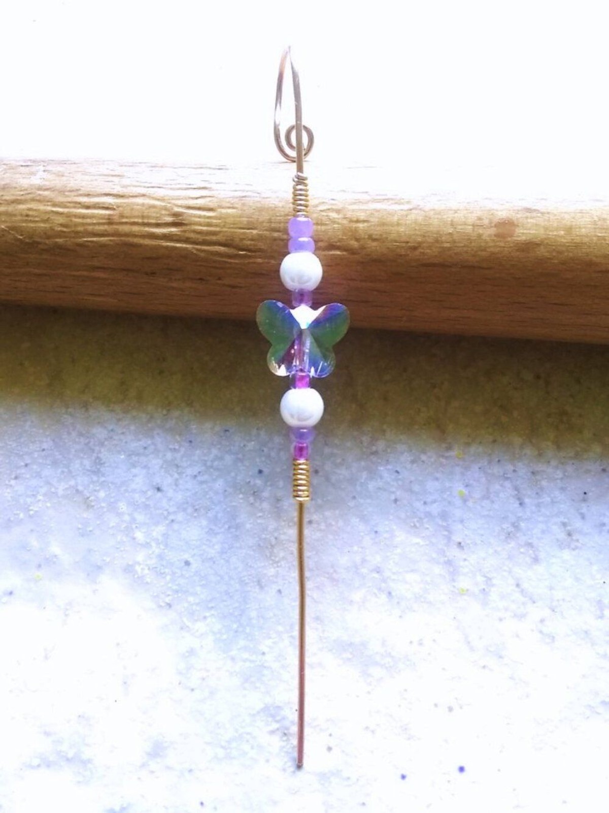 Romantic Lilac Butterfly ~ Helix Hook Needle Earring, Ear Needle, Ear Crawler